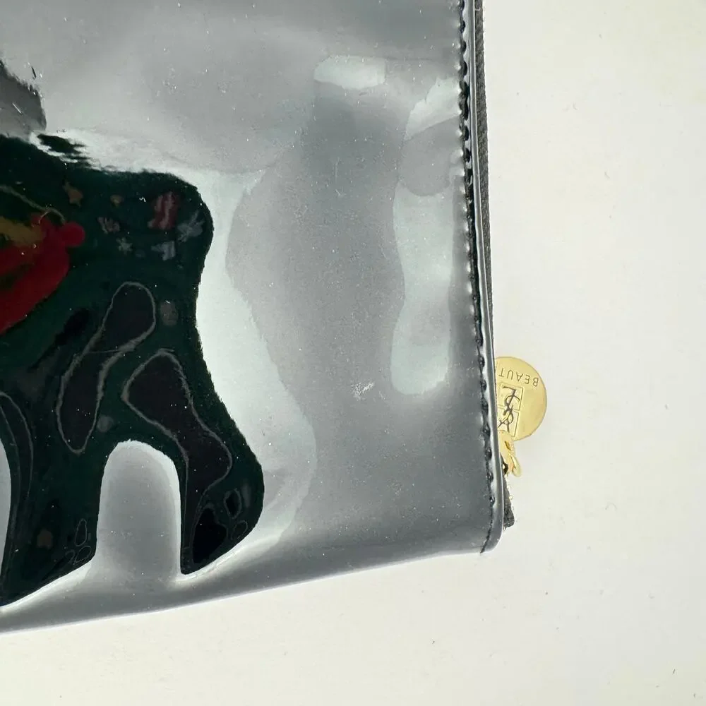 YSL Beaute Black is Bold Patent Faux Leather Zip Makeup Bag Clutch Case‎ Basic
